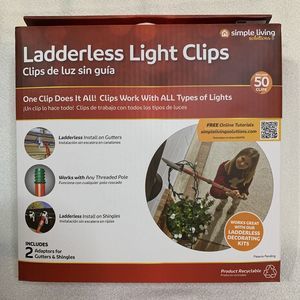 Ladderless Light Clips Outdoor Christmas Lights 50 Count Gutters Shingles Decor